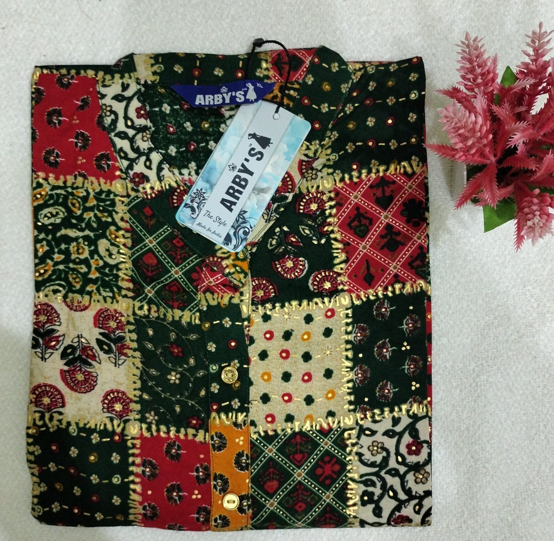 ARBYS Printed Kurtis - Multi-Color Side Open | Tharmee Fashion | 102 - Image 3