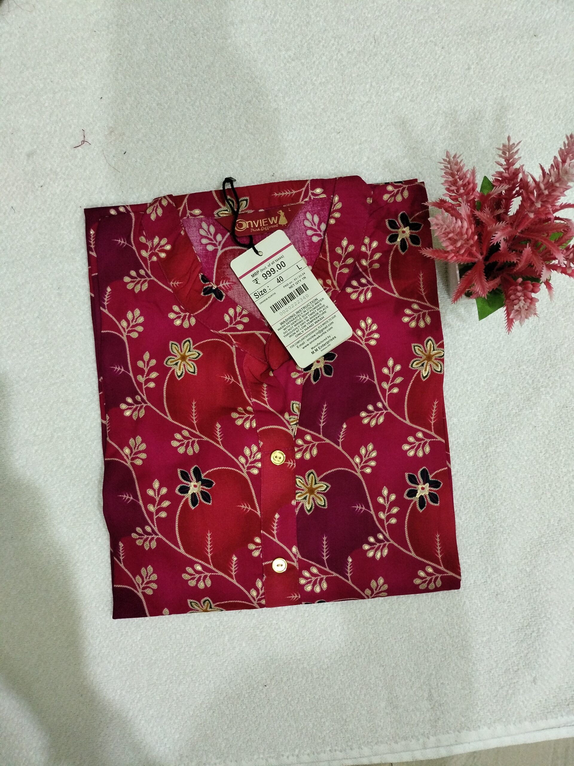 Onview Printed Kurtis - Multi-Color Side Open | Tharmee Fashion | 103 - Image 3