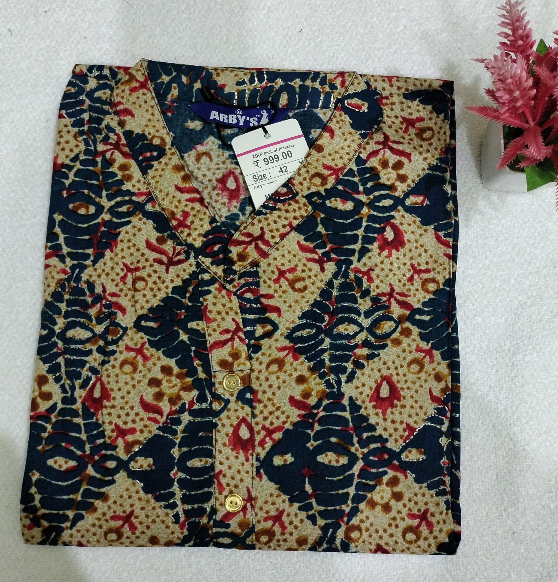 Arbys Printed Kurtis - Multi-Color Side Open | Tharmee Fashion | 104 - Image 4
