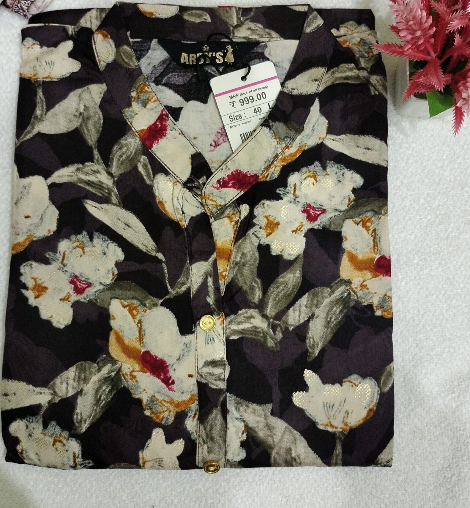 Arbys Printed Kurtis - Multi-Color Side Open | Tharmee Fashion | 107 - Image 3