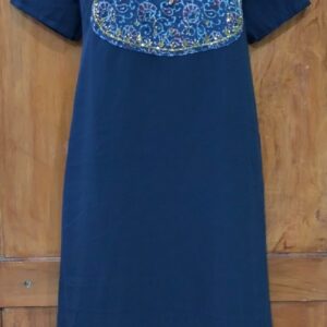 Chiffon Ajrakh Kurtis Anarkali Navy Blue | Tharmee Fashion | 1500