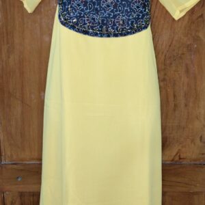 Chiffon Ajrakh Kurtis Anarkali Yellow | Tharmee Fashion | 1501