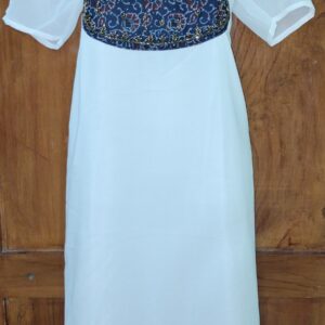 Chiffon Ajrakh Kurtis Anarkali White| Tharmee Fashion | 1502