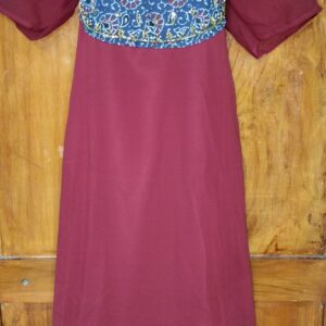 Chiffon Ajrakh Kurtis Anarkali Maroon| Tharmee Fashion | 1503