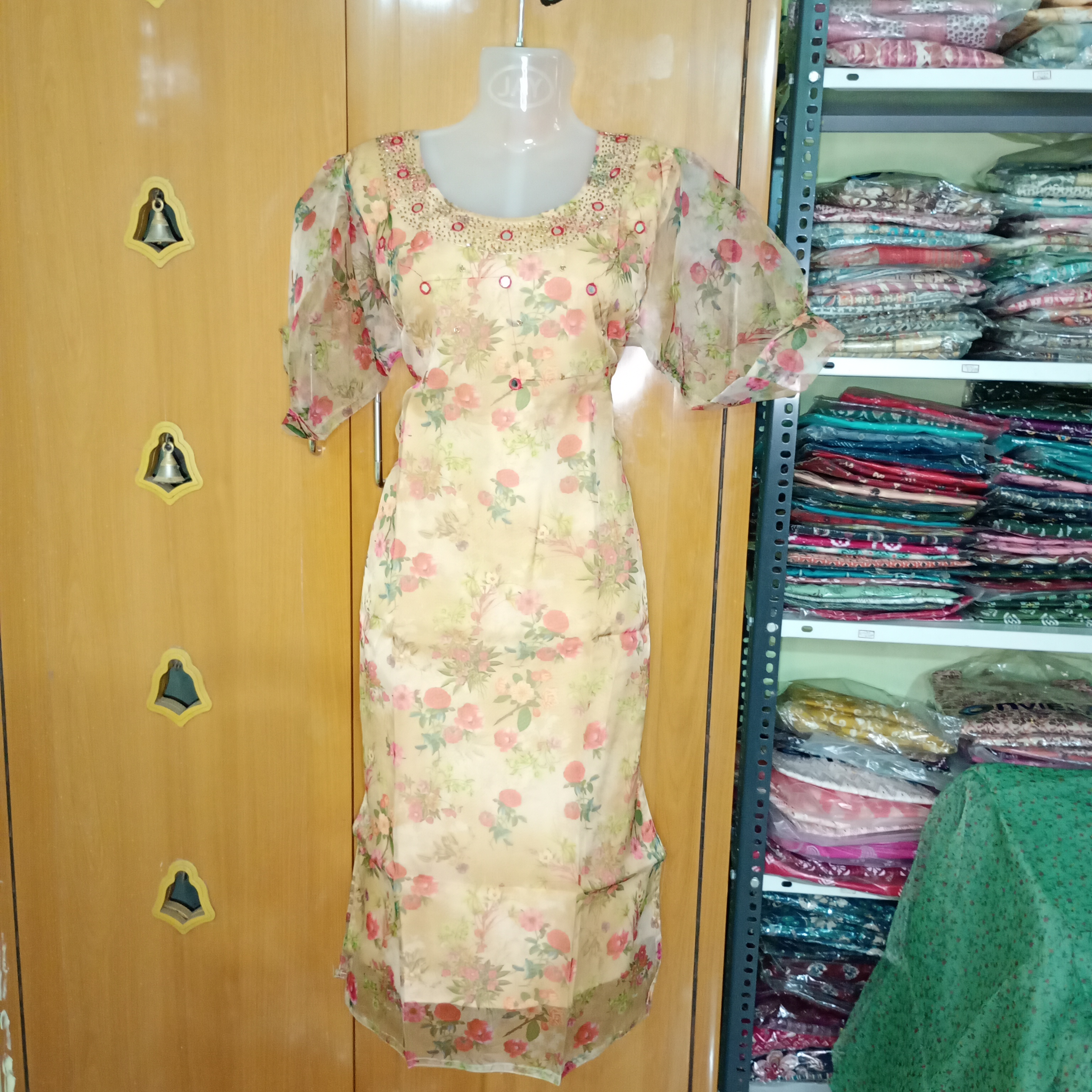 Organza Kurtis -Golden Colour-Tharmee Fashion | 2001